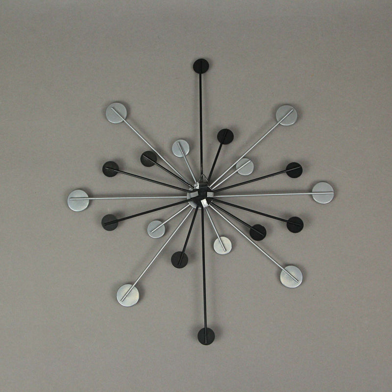 3-piece Mid-Century Modern Style Black and Silver Metal Jeweled Atomic Starburst Wall Décor Set - Timeless Elegance - Easy