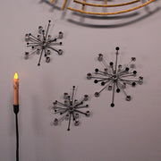 3-piece Mid-Century Modern Style Black and Silver Metal Jeweled Atomic Starburst Wall Décor Set - Timeless Elegance - Easy
