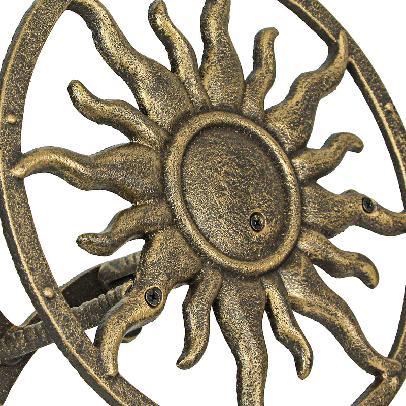 Cast Iron Sun Wall Mounted Hanging Garden Hose Hanger - Bronze Finish - Celestial Outdoor Decor - Weather Resistant - Easy