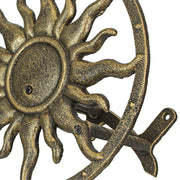 Cast Iron Sun Wall Mounted Hanging Garden Hose Hanger - Bronze Finish - Celestial Outdoor Decor - Weather Resistant - Easy