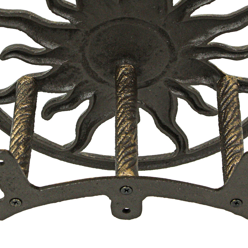 Cast Iron Sun Wall Mounted Hanging Garden Hose Hanger - Bronze Finish - Celestial Outdoor Decor - Weather Resistant - Easy
