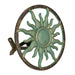 Decorative Sun Cast Iron Hose Holder – Verdigris & Bronze Finish, 11.5 In Heavy Duty Wall Mount Hose Reel, Outdoor Garden