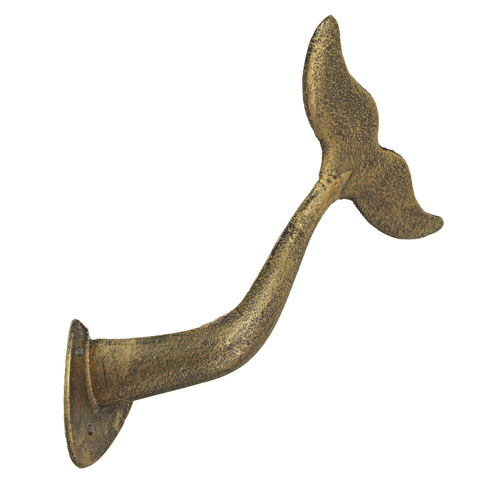 Bronze Finish Cast Iron Whale Tail Decorative Garden Hose Holder Wall Mounted Hook - Easy Install - Home Storage - Outdoor