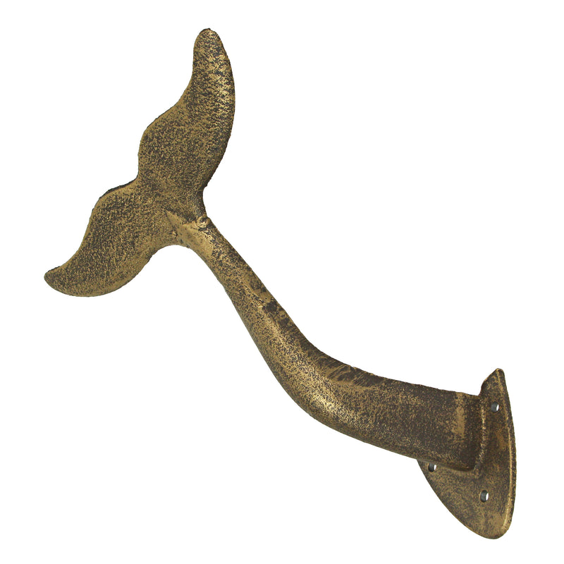 Bronze Finish Cast Iron Whale Tail Decorative Garden Hose Holder Wall Mounted Hook - Easy Install - Home Storage - Outdoor