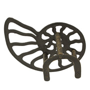 12-Inch Bronze Finish Cast Iron Nautilus Seashell Decorative Hose Holder: Wall-Mounted Outdoor Nautical Décor for Stylish and