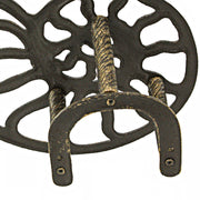 12-Inch Bronze Finish Cast Iron Nautilus Seashell Decorative Hose Holder: Wall-Mounted Outdoor Nautical Décor for Stylish and
