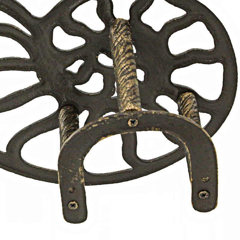 12-Inch Bronze Finish Cast Iron Nautilus Seashell Decorative Hose Holder: Wall-Mounted Outdoor Nautical Décor for Stylish and
