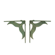 Green - Image 7 - Set of 2 Sea Green Cast Iron Whale Tail Wall Shelf Brackets and Planter Holders - 7.75 Inches Long - Add a
