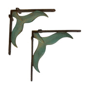 Bronze - Image 1 - Set of 2 Bronze And Verdigris Finish Cast Iron Whale Tail Wall Shelf Brackets/Planter Holders - Stylish