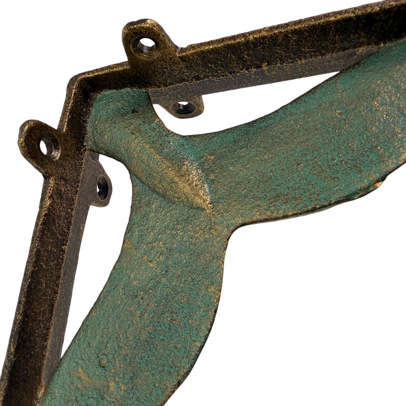 Bronze - Image 3 - Set of 2 Bronze And Verdigris Finish Cast Iron Whale Tail Wall Shelf Brackets/Planter Holders - Stylish