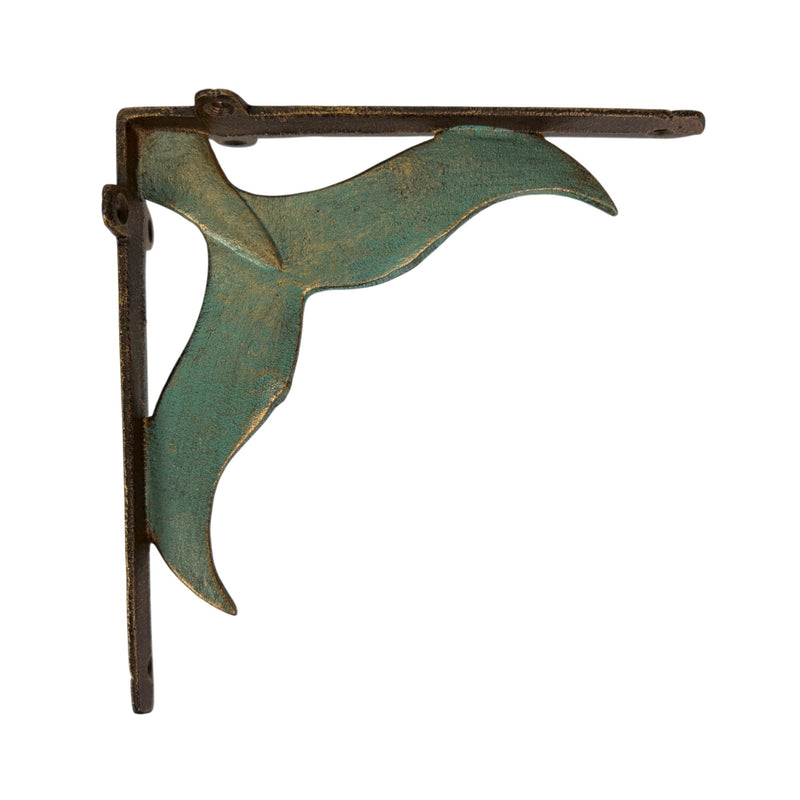 Bronze - Image 6 - Set of 2 Bronze And Verdigris Finish Cast Iron Whale Tail Wall Shelf Brackets/Planter Holders - Stylish