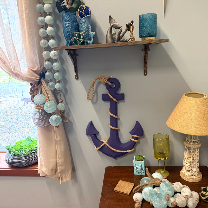 Purple - Image 7 - Ship Anchor Wall Sculpture, 24 Inch Purple Nautical Wall Hanging