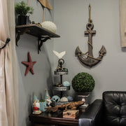 Brown - Image 5 - Large 24"x16" Ship Anchor & Rope Wall Hanging - Hand-Stained Brown Finish for Nautical Elegance - Easy