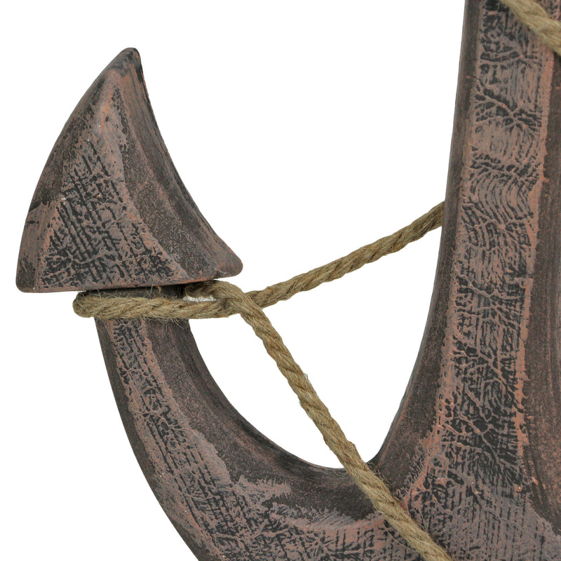 Brown - Image 3 - Large 24"x16" Ship Anchor & Rope Wall Hanging - Hand-Stained Brown Finish for Nautical Elegance - Easy