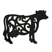 Black - Image 3 - Set of 3 Black Cast Iron Farm Animal Kitchen Decor Trivets - Rooster, Pig and Cow - Decorative Wall Hanging