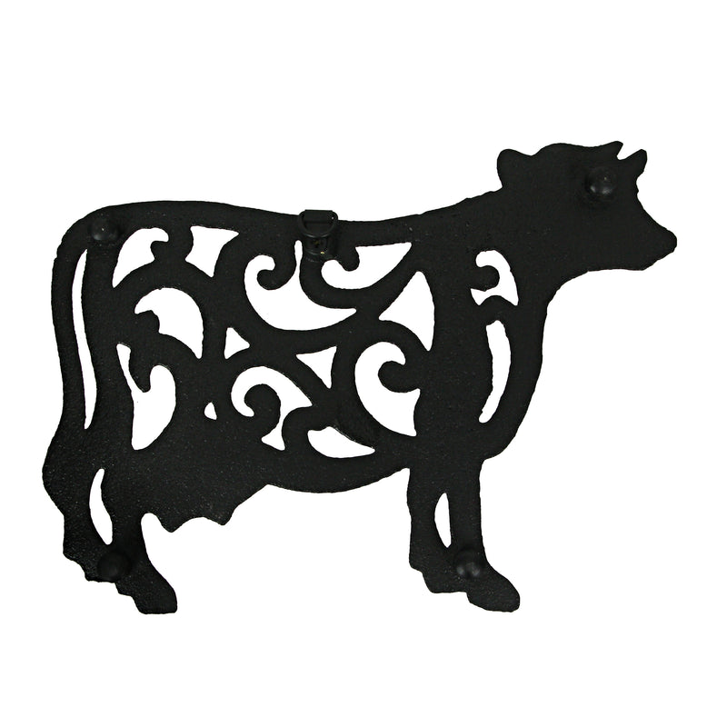 Black - Image 3 - Set of 3 Black Cast Iron Farm Animal Kitchen Decor Trivets - Rooster, Pig and Cow - Decorative Wall Hanging