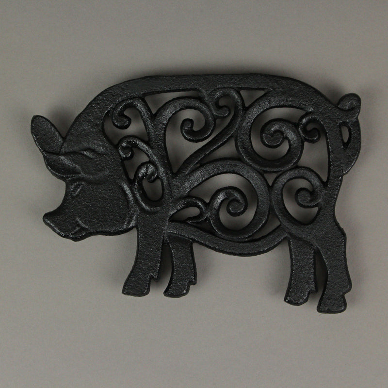 Black - Image 8 - Set of 3 Black Cast Iron Farm Animal Kitchen Decor Trivets - Rooster, Pig and Cow - Decorative Wall Hanging