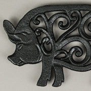 Black - Image 9 - Set of 3 Black Cast Iron Farm Animal Kitchen Decor Trivets - Rooster, Pig and Cow - Decorative Wall Hanging