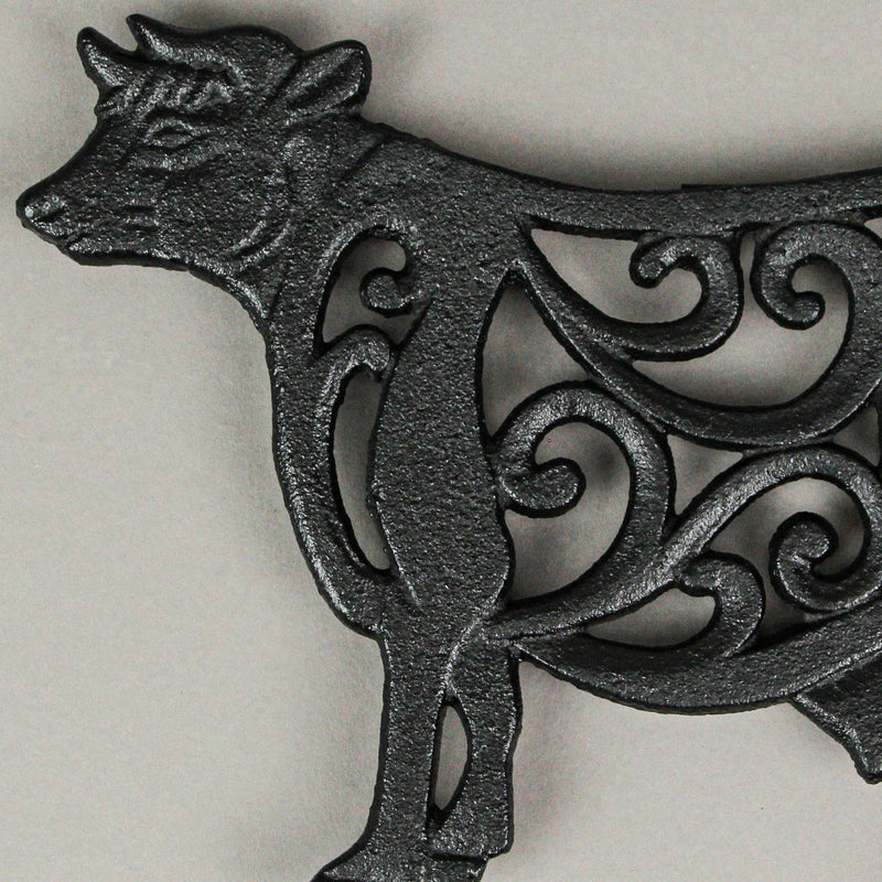 Black - Image 11 - Set of 3 Black Cast Iron Farm Animal Kitchen Decor Trivets - Rooster, Pig and Cow - Decorative Wall
