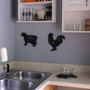 Black - Image 4 - Set of 3 Black Cast Iron Farm Animal Kitchen Decor Trivets - Rooster, Pig and Cow - Decorative Wall Hanging