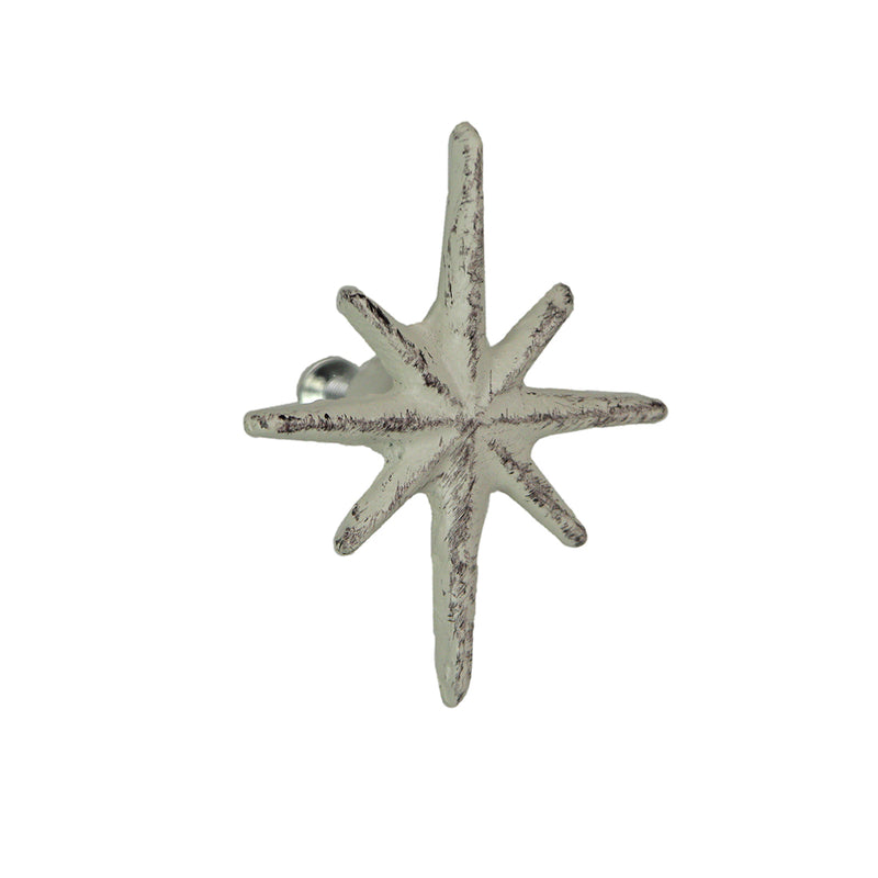 White - Image 2 - Set of 6 Antique White Finish Cast Iron Starburst Drawer Pulls – Mid Century Modern Cabinet Knobs for