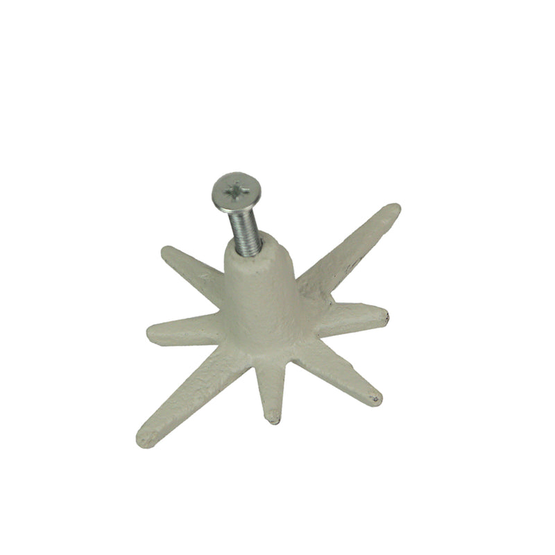 White - Image 9 - Set of 6 Antique White Finish Cast Iron Starburst Drawer Pulls – Mid Century Modern Cabinet Knobs for