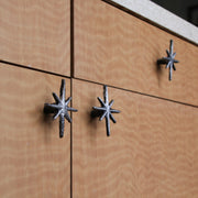 Silver - Image 7 - Set of 6 Antique Silver Cast Iron Mid-Century Modern Starburst Drawer Pulls and Cabinet Knobs, 2.75 Inches