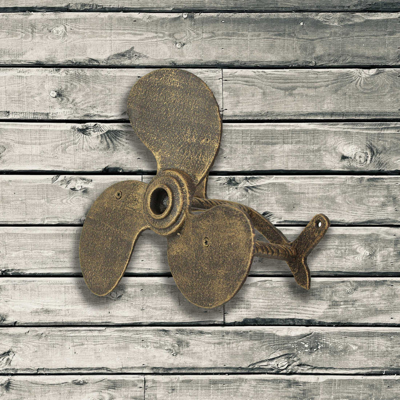 Cast Iron Boat Propeller Wall-Mounted Decorative Garden Hose Hanger - Bronze Finish Nautical Outdoor Hose Holder for Garden -
