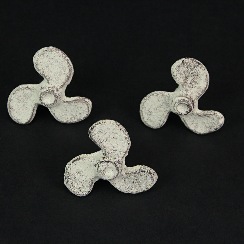 White - Image 6 - Set of 6 Antique White Cast Iron Boat Propeller Cabinet Knobs - Nautical Drawer Pulls for Rustic Coastal