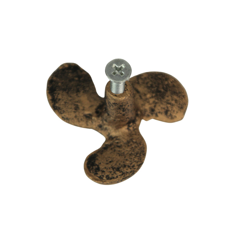 Set of 6 Antique Gold Boat Propeller Drawer Pulls - Coastal Cast Iron Cabinet Knobs with Nautical Charm - 1.75 Inch Diameter,