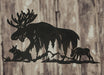 Laser-Cut Black Metal Majestic Moose Family Silhouette Wall Hanging Art - Rustic Cabin or Lodge Style Decor -