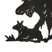 Laser-Cut Black Metal Majestic Moose Family Silhouette Wall Hanging Art - Rustic Cabin or Lodge Style Decor -