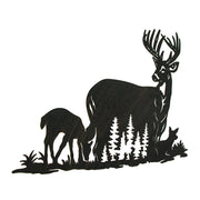 Black Metal Cutout Deer Family Wall Decor - Captivating 24.25-Inch Long Rustic Cabin Art Plaque for Homes, Lodges, or Country