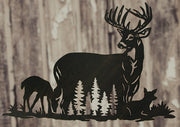 Black Metal Cutout Deer Family Wall Decor - Captivating 24.25-Inch Long Rustic Cabin Art Plaque for Homes, Lodges, or Country