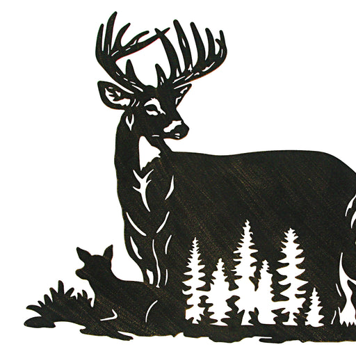 Black Metal Cutout Deer Family Wall Decor - Captivating 24.25-Inch Long Rustic Cabin Art Plaque for Homes, Lodges, or Country