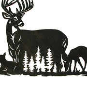 Black Metal Cutout Deer Family Wall Decor - Captivating 24.25-Inch Long Rustic Cabin Art Plaque for Homes, Lodges, or Country