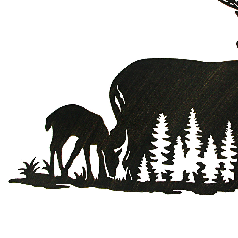 Black Metal Cutout Deer Family Wall Decor - Captivating 24.25-Inch Long Rustic Cabin Art Plaque for Homes, Lodges, or Country