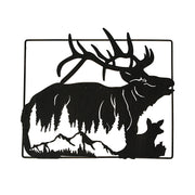 Set of 2 Black Elk Metal Wall Hangings, 18 Inches Long. Rustic Charm for Cabin or Lodge Decor. Precision Laser-Cut Wildlife