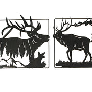 Set of 2 Black Elk Metal Wall Hangings, 18 Inches Long. Rustic Charm for Cabin or Lodge Decor. Precision Laser-Cut Wildlife
