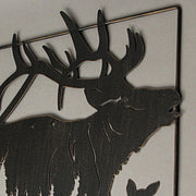 Set of 2 Black Elk Metal Wall Hangings, 18 Inches Long. Rustic Charm for Cabin or Lodge Decor. Precision Laser-Cut Wildlife