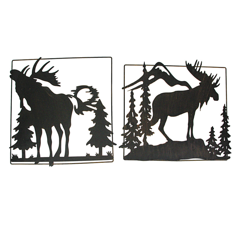 Set of 2 Black Moose Metal Wall Art, 18 Inches Long. Rustic Charm for Cabin or Lodge Decor. Precision Laser-Cut Wildlife