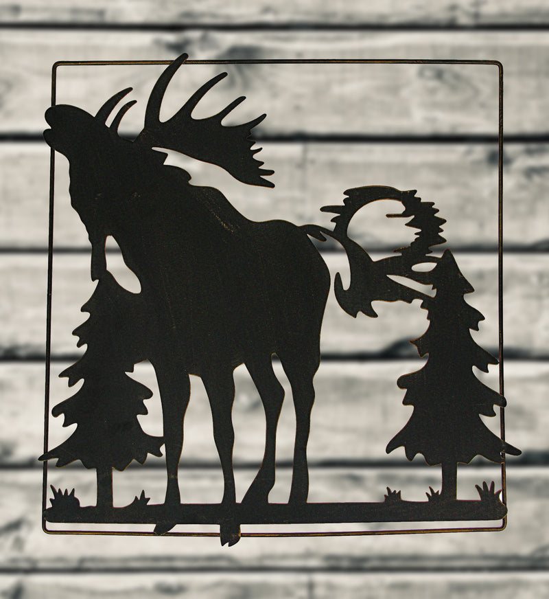 Set of 2 Black Moose Metal Wall Art, 18 Inches Long. Rustic Charm for Cabin or Lodge Decor. Precision Laser-Cut Wildlife