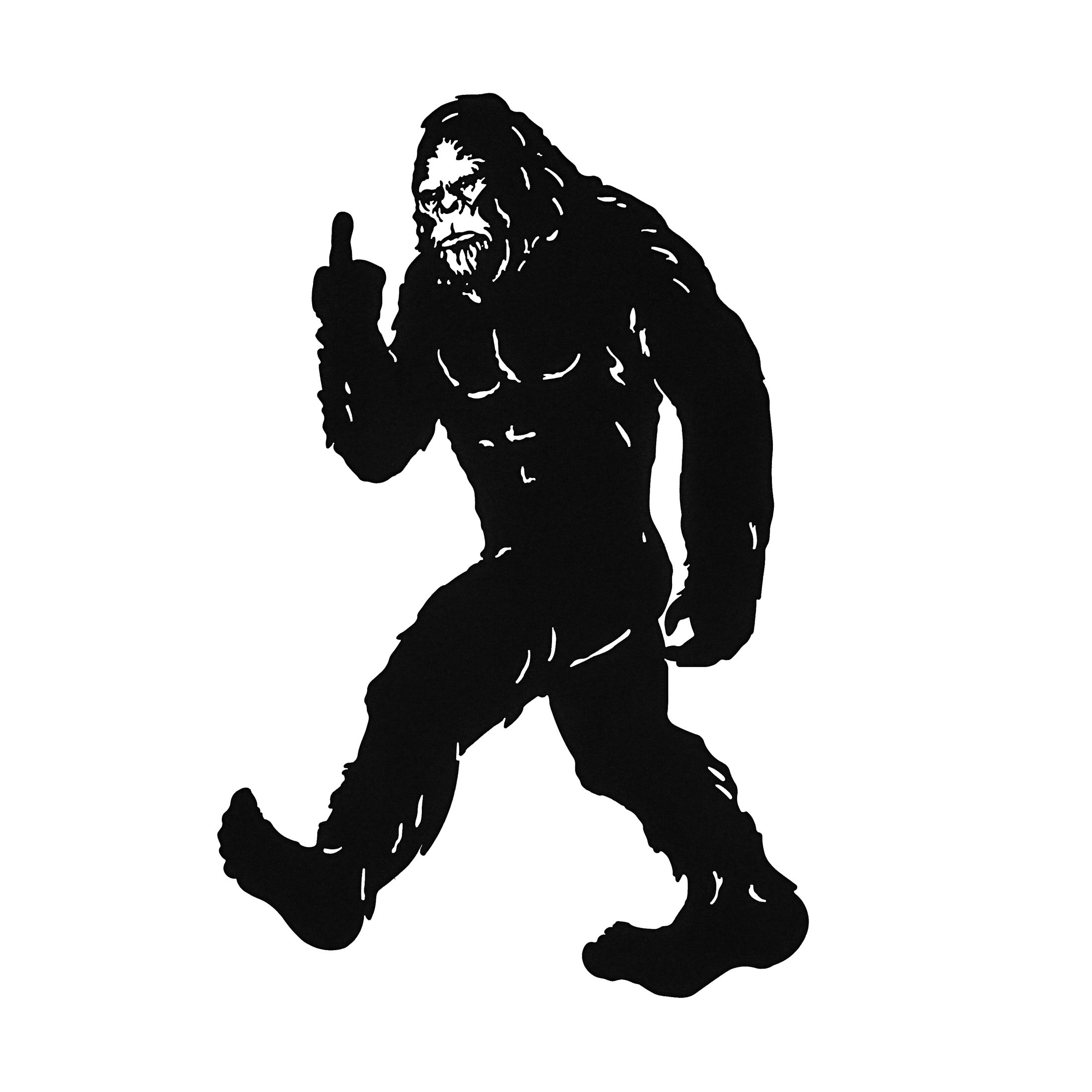 Black Metal Laser Cut Rude Bigfoot Flipping The Bird Wall