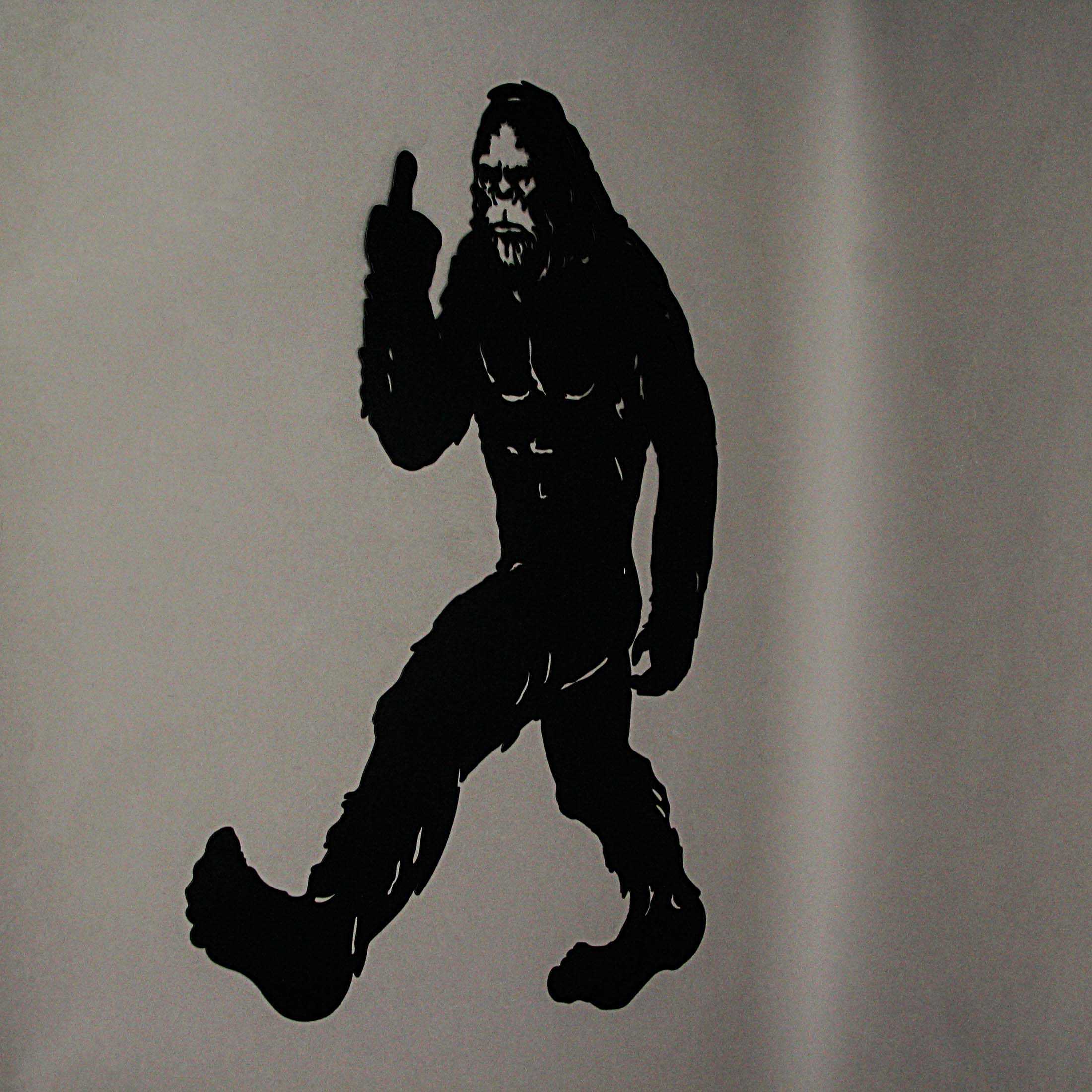 BIGFOOT ビッグフット STRANGECO FIFTY 24SF Black Metal Laser Cut Rude Bigfoot Flipping The Bird Wall — Zeckos