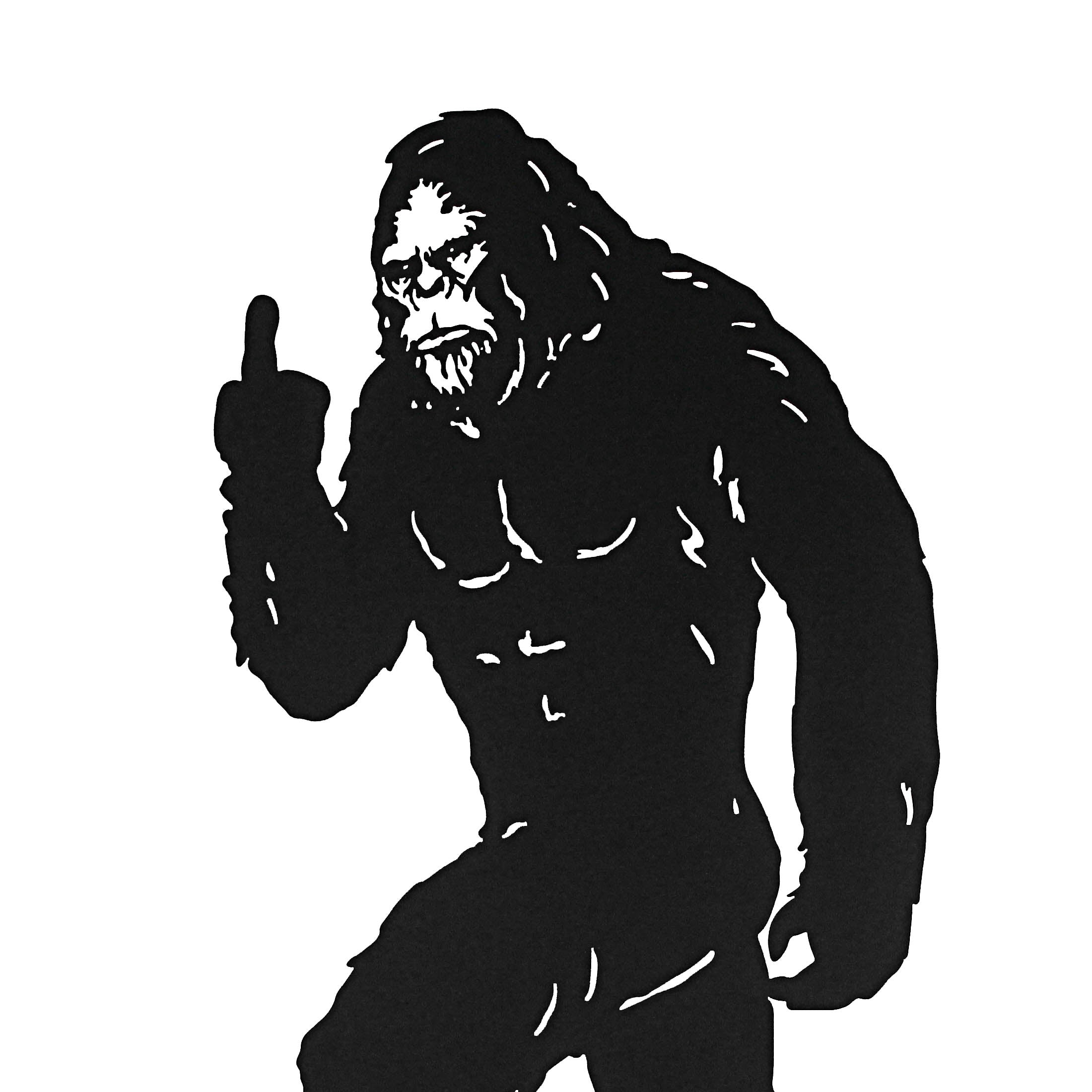 bigfoot　レズミルズ　ボディアタック　40.74 Black Metal Laser Cut Rude Bigfoot Flipping The Bird Wall — Zeckos