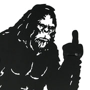 24.75-Inch High Black Metal Cutout Rude Bigfoot Flipping The Bird Wall Sculpture - Easy To Hang - Unique Indoor or Outdoor