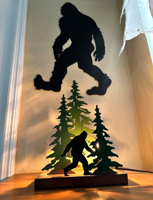 Forest Stroll - Image 5 - 12.25-Inch High Rustic Metal Bigfoot Forest Stroll Accent Lamp: Whimsical Sasquatch Home Decor