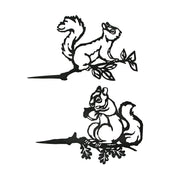 Set of 2 Black Metal Squirrel Tree Stakes for Outdoor Garden and Yard Decorations - Whimsical 11-Inch Long Silhouette Plaques