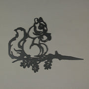 Set of 2 Black Metal Squirrel Tree Stakes for Outdoor Garden and Yard Decorations - Whimsical 11-Inch Long Silhouette Plaques