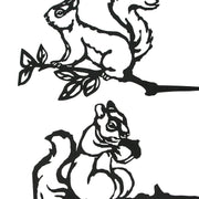 Set of 2 Black Metal Squirrel Tree Stakes for Outdoor Garden and Yard Decorations - Whimsical 11-Inch Long Silhouette Plaques